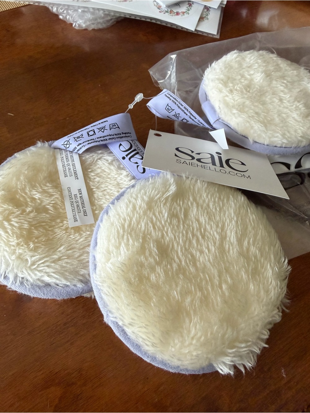 Saie Cream Reusable Facial Rounds - Soft Plush Makeup Remover Pads, 3